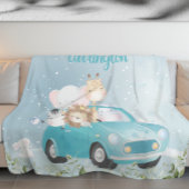 Couverture Polaire Blue Adventure Attend Aquarelle Safari Animaux