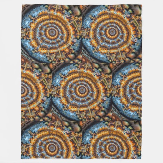 Couverture Polaire blue and gold fractal swirl (Devant)