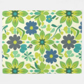 Couverture Polaire Blue and Green Floral Fleece Blanket (Devant (Horizontal))