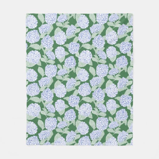 Couverture Polaire Blue and Green Hydrangea Floral Throw Blanket (Devant)