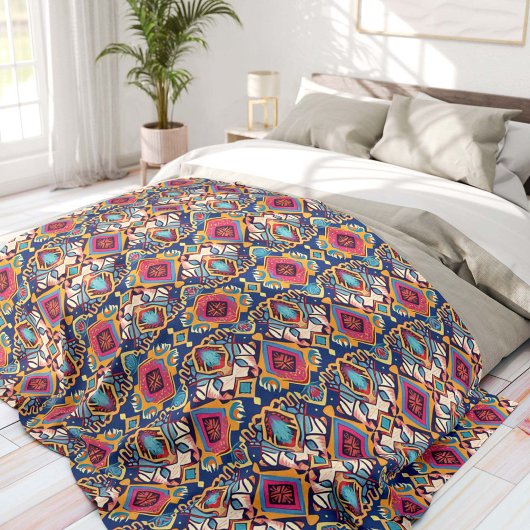 Couverture Polaire Blue and Pink Bohemian Tribal