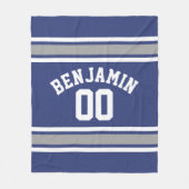 Couverture Polaire Blue and Silver Sports Jersey Nom personnalisé Num (Devant)