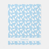 Couverture Polaire Blue And White Bunny Pattern Cute Rabbits And Name (Devant)