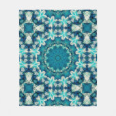 Couverture Polaire Blue Aqua Mandala Rosette Retro Hippie (Devant)