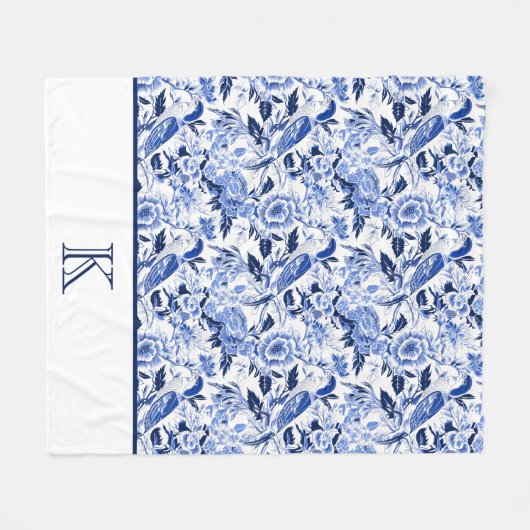 Couverture Polaire Blue Bird Chinoiserie Monogram (Devant (Horizontal))