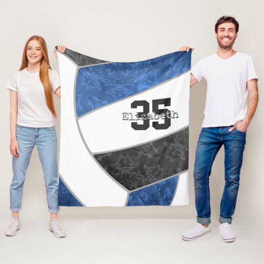 Couverture Polaire Blue black volleyball nom personnalisé numéro de m (En situation)