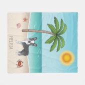 Couverture Polaire Blue Boston Terrier À Une Plage Tropicale D'Été (Devant (Horizontal))