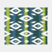 Couverture Polaire Blue Chartreuse Green Ikat Motif Moderne (Devant (Horizontal))