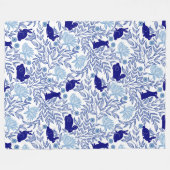 Couverture Polaire Blue Chinoiserie Lapin Vintage Élégant (Devant (Horizontal))