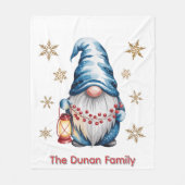 Couverture Polaire Blue Christmas Gnome with Red Lantern Berries (Devant)