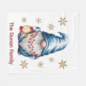 Couverture Polaire Blue Christmas Gnome with Red Lantern Berries (Devant (Horizontal))