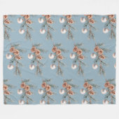 Couverture Polaire Blue Christmas Tree Pine Cones Ornaments (Devant (Horizontal))