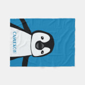 Couverture Polaire Blue Cute Funny Penguin Nursery Noir et blanc (Devant (Horizontal))