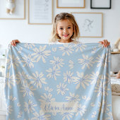 Couverture Polaire Blue Daisy Floral Girls Custom Fleece Blanket