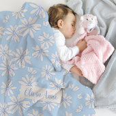 Couverture Polaire Blue Daisy Floral Girls Custom Fleece Blanket