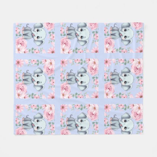 Couverture Polaire Blue Elephant Fleece Blanket (Devant (Horizontal))