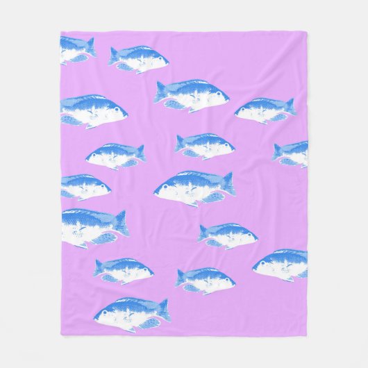 Couverture Polaire Blue fish on lilac (Devant)