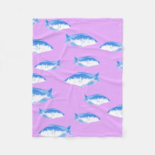 Couverture Polaire Blue fish on lilac (Devant)