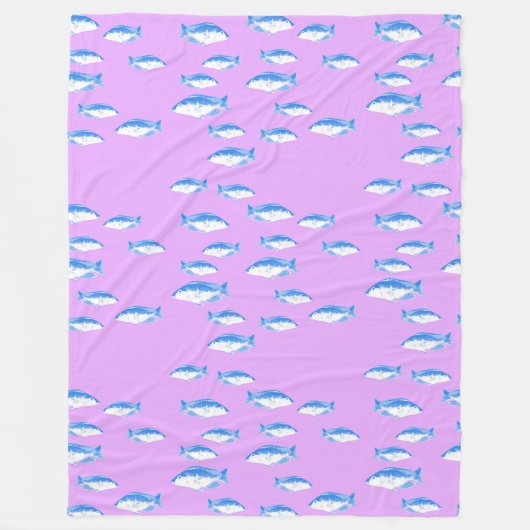 Couverture Polaire Blue fish on lilac (Devant)