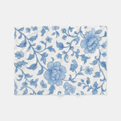 Couverture Polaire Blue Floral Chinoiserie Peony Pattern Fleece Blank (Devant (Horizontal))