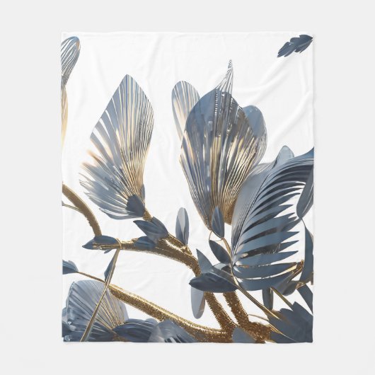 Couverture Polaire Blue Floral Design Plant (Devant)