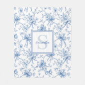 Couverture Polaire Blue Floral French Toile Monogram Name  (Devant)