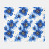 Couverture Polaire Blue Floral Pattern with Gold Accents (Devant (Horizontal))