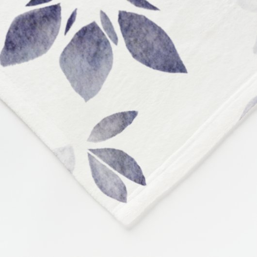 Couverture Polaire Blue Floral Personalized Monogram Name (Coin)