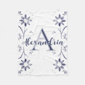 Couverture Polaire Blue Floral Personalized Monogram Name (Devant)