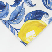 Couverture Polaire Blue French Country Lemon Pattern Monogram Name (Coin)