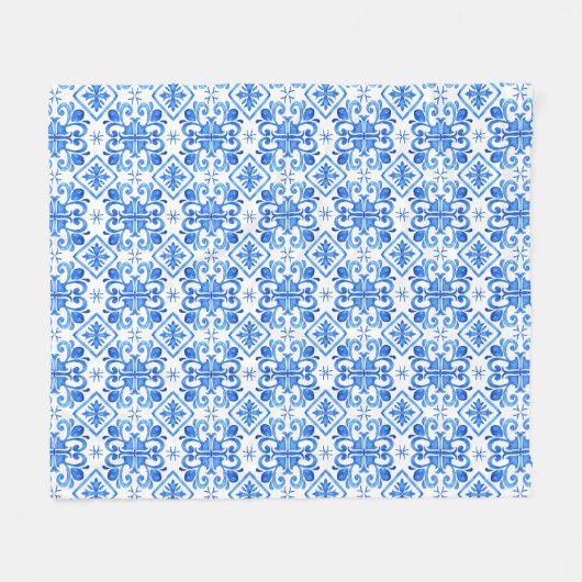 Couverture Polaire Blue French Toile Pattern (Devant (Horizontal))