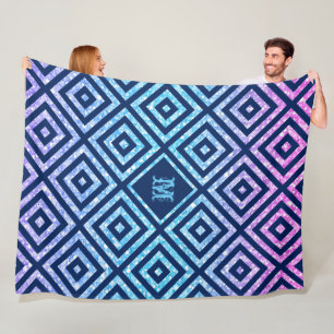 Couverture Polaire Blue Geometric Pattern & Colorful Glitter