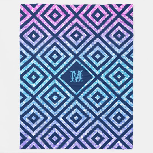 Couverture Polaire Blue Geometric Pattern & Colorful Glitter (Devant)