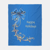 Couverture Polaire Blue Gold Flower Vacances polaire Blanche (Devant)