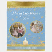 Couverture Polaire Blue Gold Glitter 2 Photo Family Keepsake (Devant)