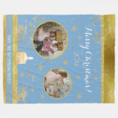 Couverture Polaire Blue Gold Glitter 2 Photo Family Keepsake (Devant (Horizontal))