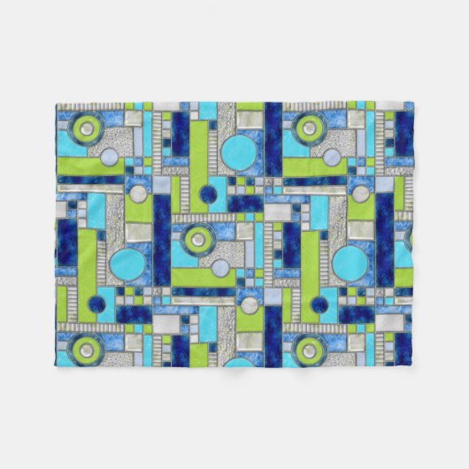 Couverture Polaire Blue Green Art Deco (Devant (Horizontal))