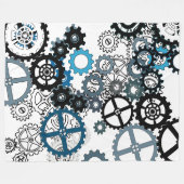 Couverture Polaire Blue Grey White Gears Steampunk Boys Décor (Devant (Horizontal))