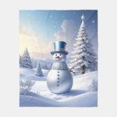 Couverture Polaire Blue Hat Snowman Fleece Blanket (Devant)