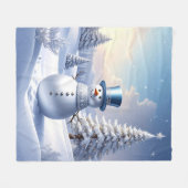 Couverture Polaire Blue Hat Snowman Fleece Blanket (Devant (Horizontal))