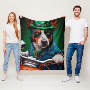 Couverture Polaire Blue Heeler Chien Conduite Vélo St. Patrick's Day