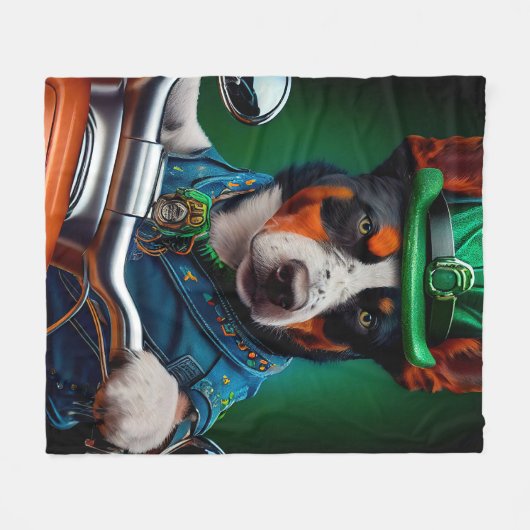 Couverture Polaire Blue Heeler Chien Conduite Vélo St. Patrick's Day (Devant (Horizontal))