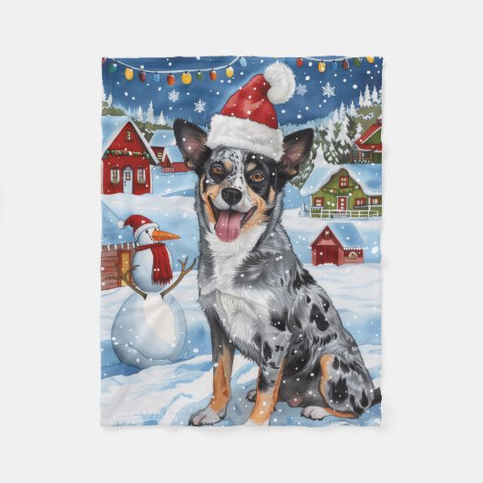Couverture Polaire Blue Heeler Chien Winter Wonderland Noël Joie (Devant)