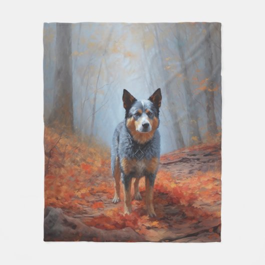 Couverture Polaire Blue Heeler dans les feuilles d'automne automne au (Devant)