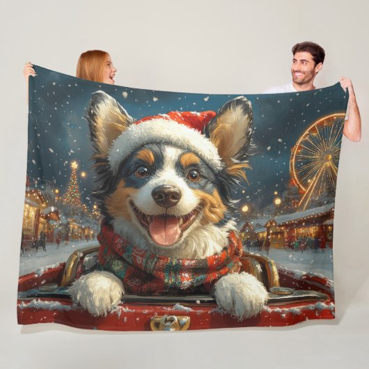 Couverture Polaire Blue Heeler Dog Roller Dessous de verre Noël (En situation)