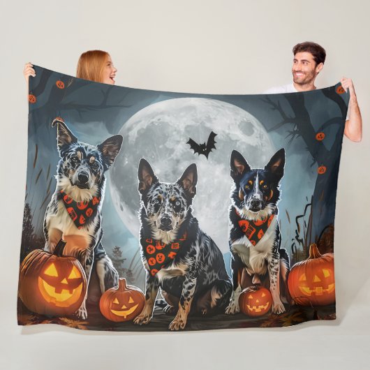 Couverture Polaire Blue Heeler Halloween Épouvantable (En situation)