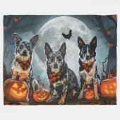 Couverture Polaire Blue Heeler Halloween Épouvantable (Devant (Horizontal))