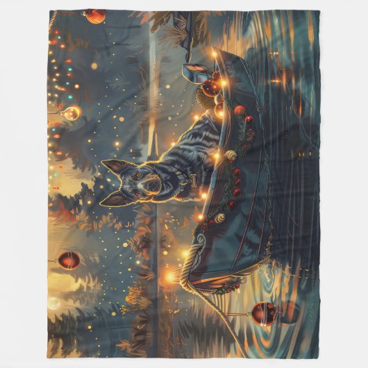 Couverture Polaire Blue Heeler Noël Festive Voyage (Devant)