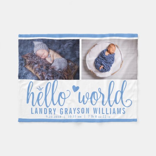 Couverture Polaire Blue Hello World Monogram Baby Stat (Devant (Horizontal))