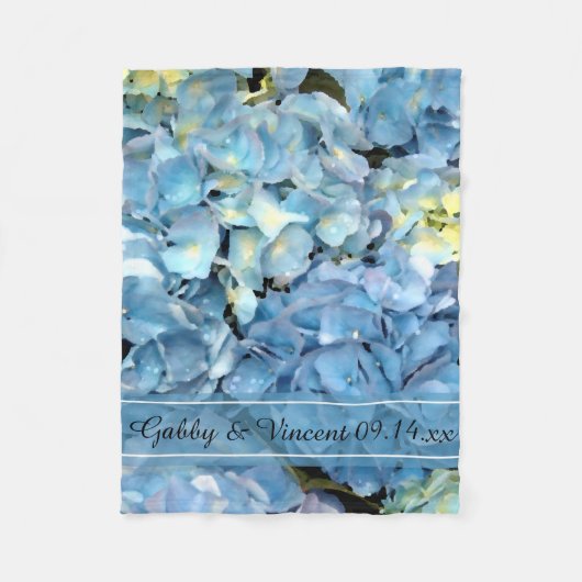 Couverture Polaire Blue Hydrangea Floral Mariage (Devant)